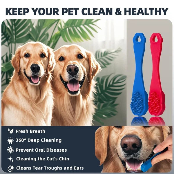 4PCS Dog Bath Brush Set | Shampoo Scrubber,Finger Toothbrush | Pet Grooming Kit