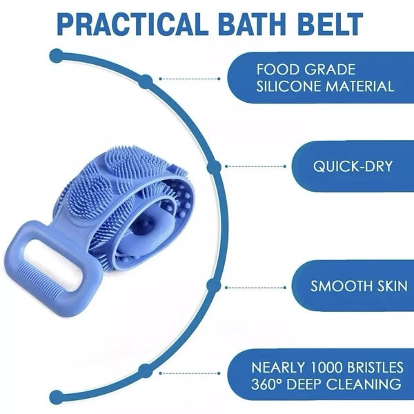 Silicone Bath Body Scrub Brush - Exfoliating Bath Belt, Cleaning Back Towel