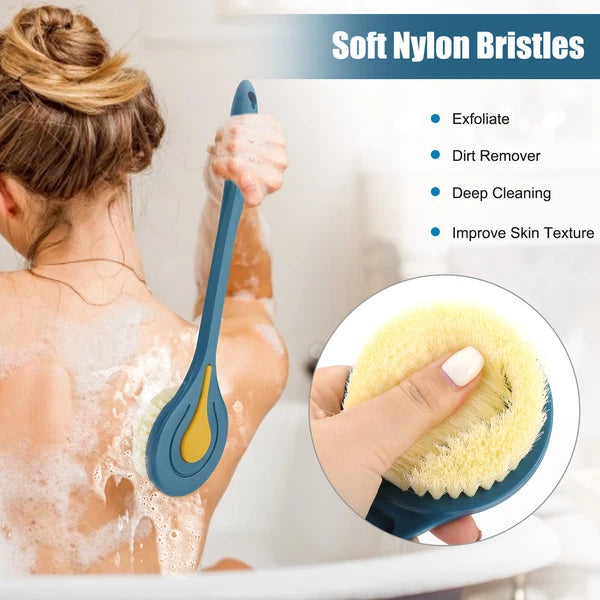 14.7" Long Handle Bath Brush Soft Bristle Back Body Skin Shower Washing Scrubber