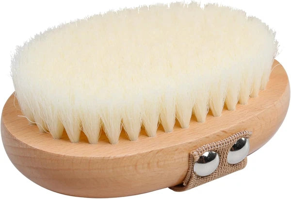 Dry Brushing Body Brush with Soft Nylon Bristles Antiskid Wooden Exfoliator Bath