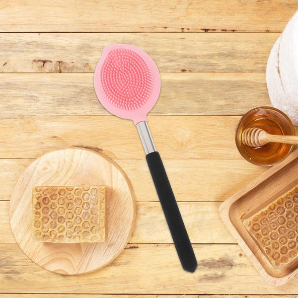 2 Pcs Bath Brush Child Long Handle Body Scrubber Ergonomic Silicone