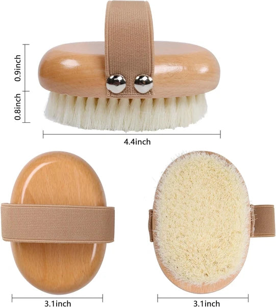 Dry Brushing Body Brush with Soft Nylon Bristles Antiskid Wooden Exfoliator Bath