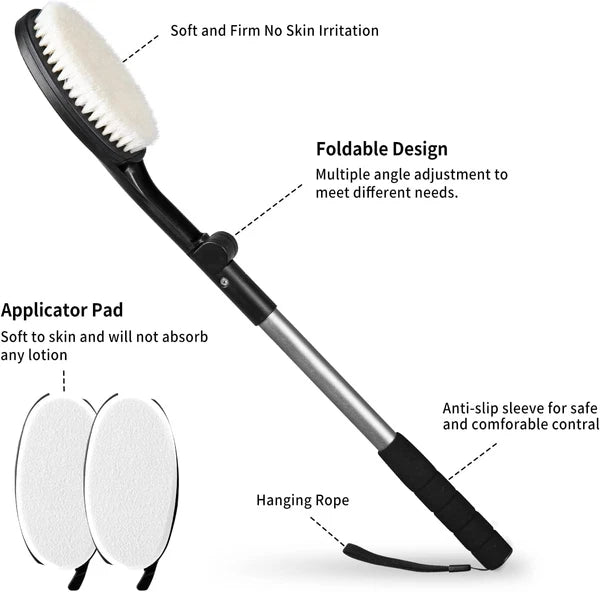 Body Brush for Back, Long Handle Bath Brush for Showering, Adjustable Head Back