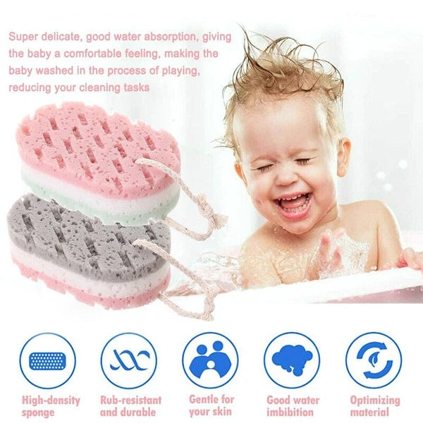Baby Kids Shower Bath Sponge Rub Clean Bath Brush Skin Body Wash Scrubber