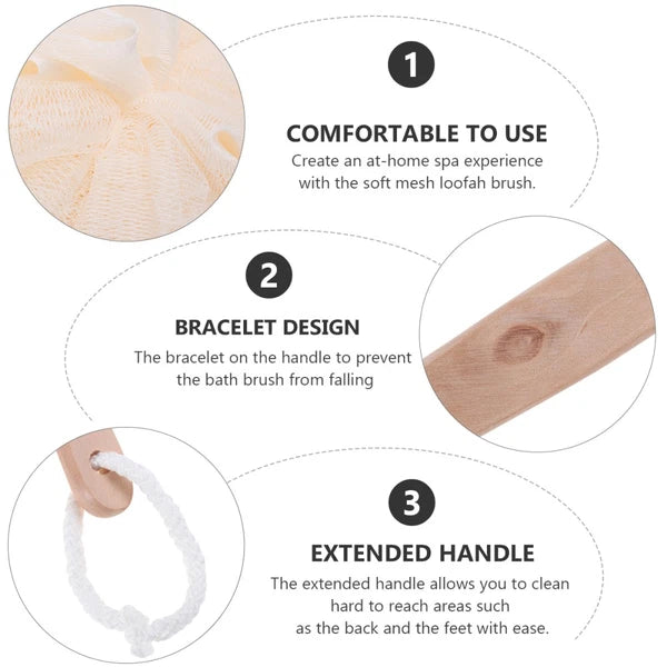 Long Handle Bath Sponge Brush Exfoliating Loofah Scrubber for