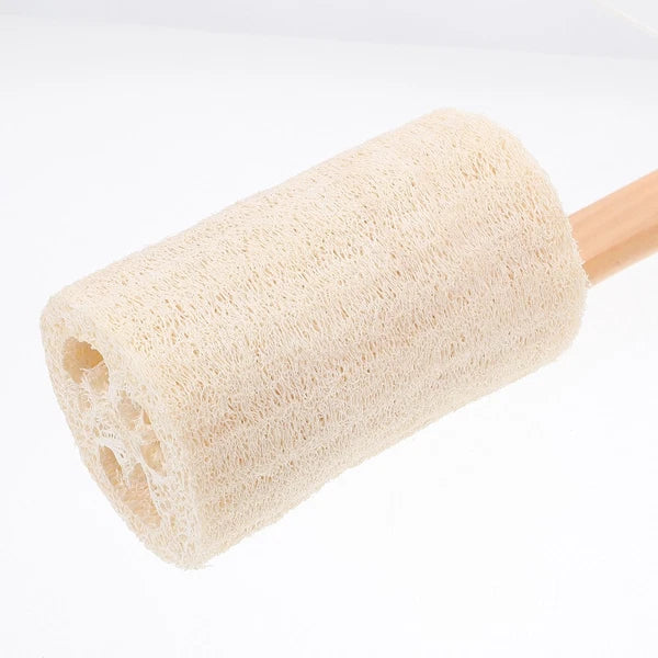 Loofah Bath Brush with Long Wooden Handle for Skin Care and Cleaning
