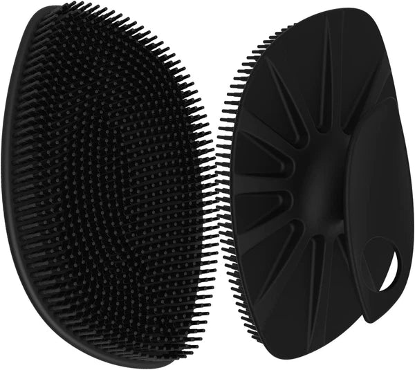 Silicone Body Scrubber Flat Shower Brush Gentle Exfoliating and Massage,Long Bri