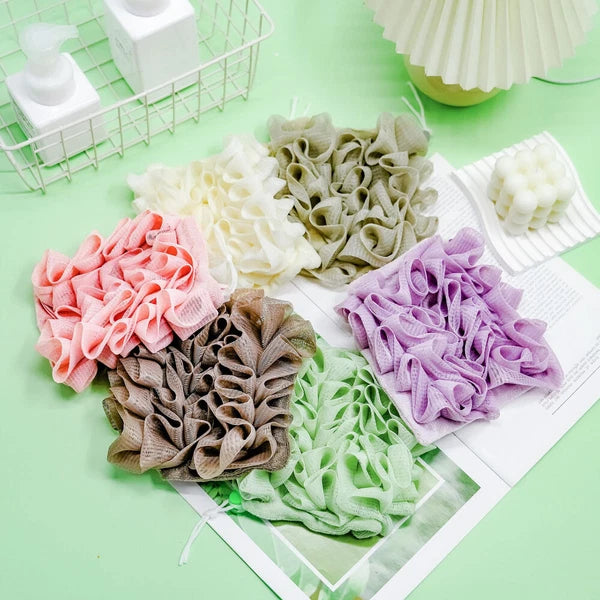 Exfoliating Large Body Scrubber Sponge Brush Puff Bath Loofah Mesh Shower-Flower