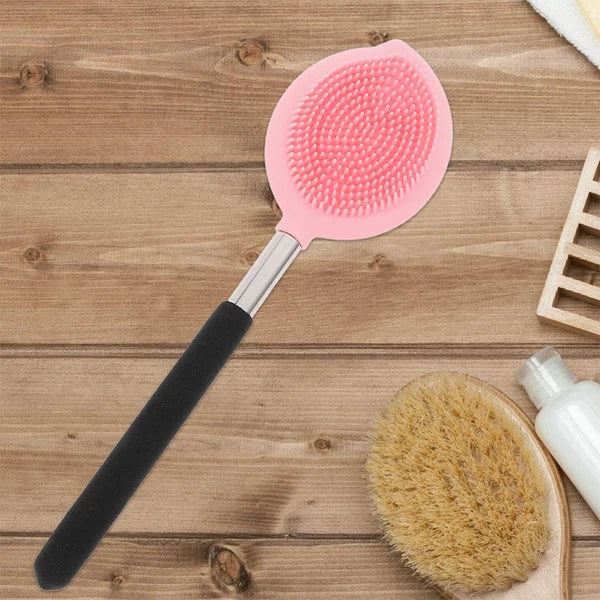 2 Pcs Bath Brush Child Long Handle Body Scrubber Ergonomic Silicone