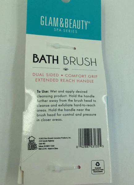 Dry Brush & Blue Dual Sided Bath Shower Brush W/ Extended Reach Handle Lot 2