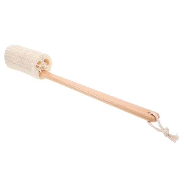 Loofah Bath Brush with Long Wooden Handle for Skin Care and Cleaning