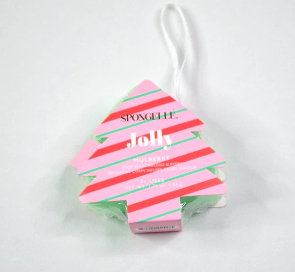 Spongelle Jolly Twinkling Holly Tree Ornament Body Wash Buffer 7+ Uses