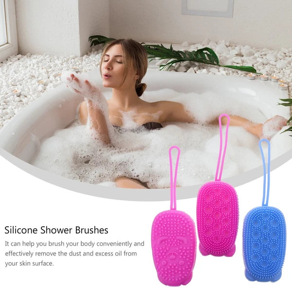 3 Pcs Bath Brush Body Scrubber Exfoliator Silicone Men Shower for