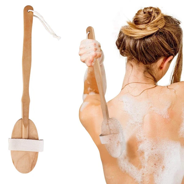 Natural Bristle Body Brush - Wooden Spa Scrubber for Dry Skin & Shower Care | US