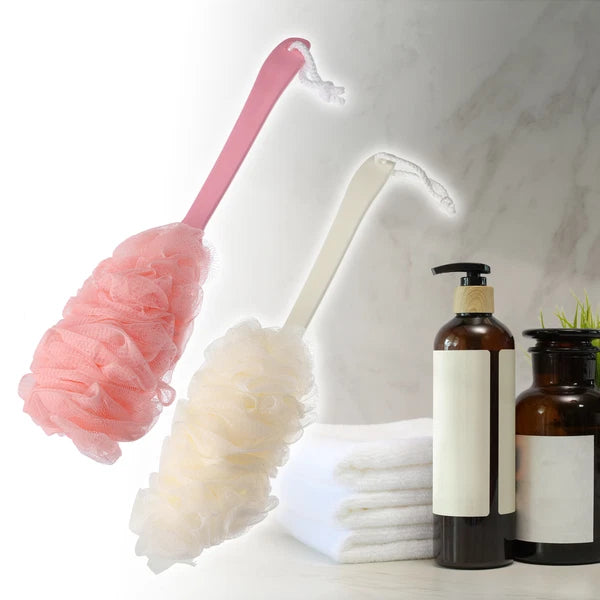 2 Pcs Body Bath Scrubber Loofah Shower with Long Handle PP Mesh