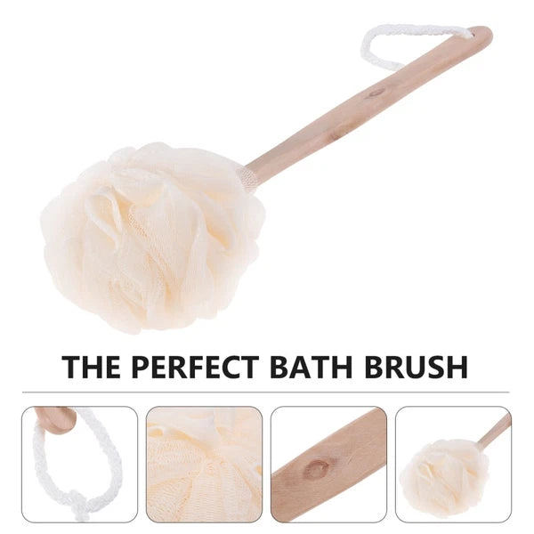 Exfoliating Mesh Loofah Bath Brush Long Handle for Shower and Skin Care