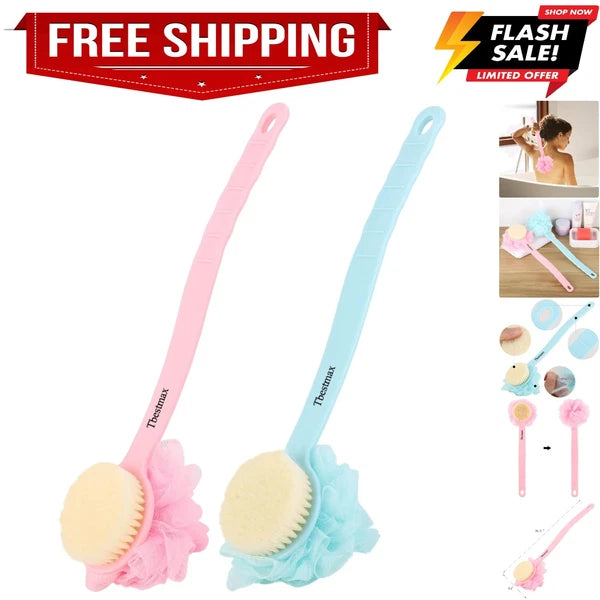 Loofah Back Scrubber Long Handle Shower Body Brush with Soft Mesh Sponge for ...