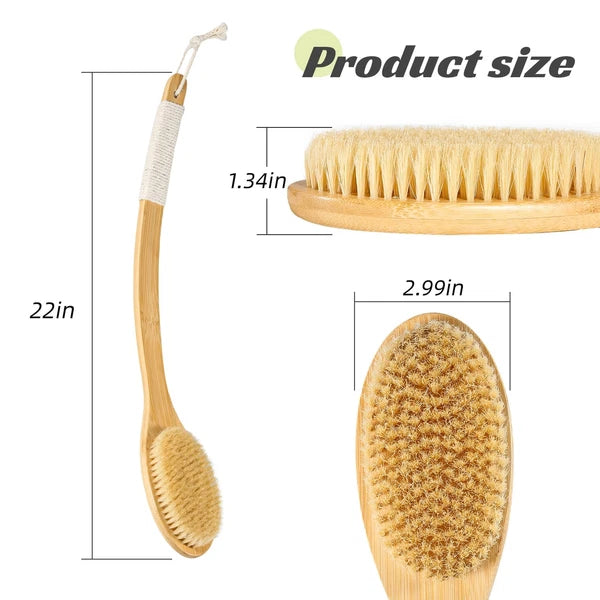 Bath Body Brush Shower 22" Super Long Handle Back Body Scrubber Wet/Dry B...
