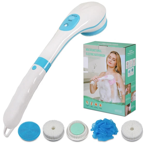 Electric Bath Brush Back Scrubber for Shower, Detachable Long Handle Exfoliat...