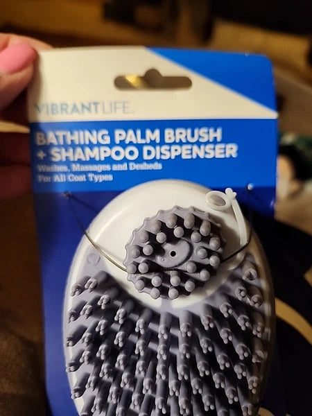 Vibrant Life Bathing Palm Brush + Shampoo Dispenser, New
