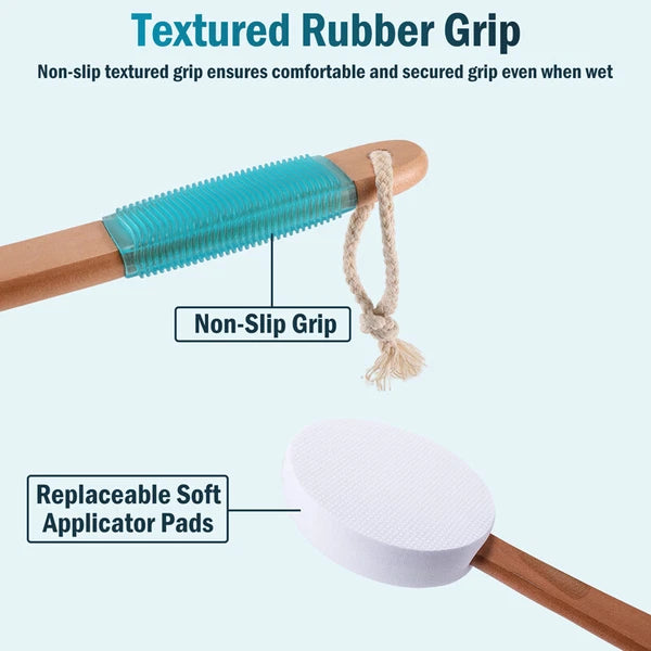 Long Handle Lotion Applicator Skin Cream Brush Back Body Bath Tanning Massager