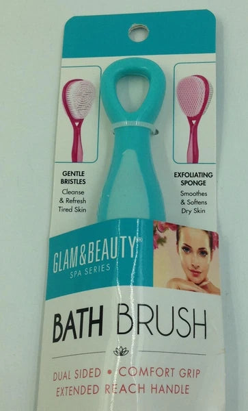 Dry Brush & Blue Dual Sided Bath Shower Brush W/ Extended Reach Handle Lot 2