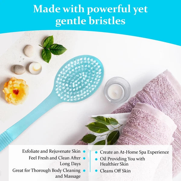 Bath Brush with Bristles Long Handle for Exfoliating Back Body and Feet Bath ...