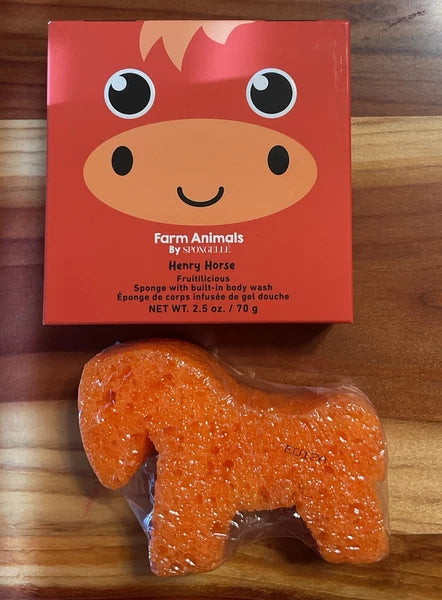 Spongelle Farm Animals ~ HENRY HORSE Infused Bath Body Wash Sponge Buffer 2.5oz