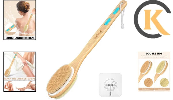 17-Inch Long Handle Bath Brush with Soft and Stiff Bristles for Deeper Cleansing