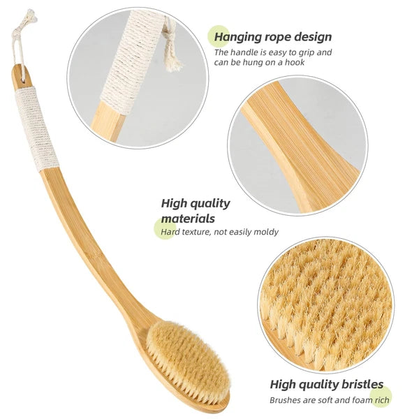 Bath Body Brush Shower 22" Super Long Handle Back Body Scrubber Wet/Dry B...