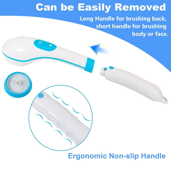 Electric Bath Brush Back Scrubber for Shower, Detachable Long Handle Exfoliat...