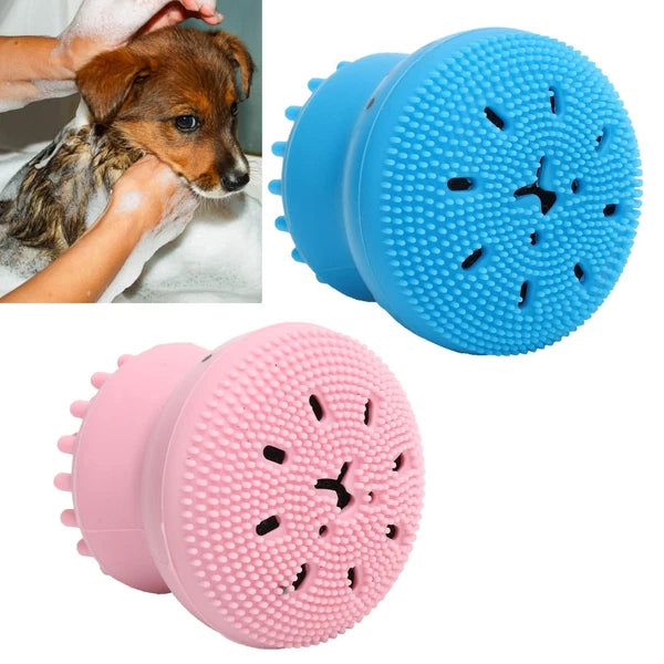 Dog Bath Brush Cat Rubber Soft Foaming Bath Brush Shower Scrubber with Shampoo