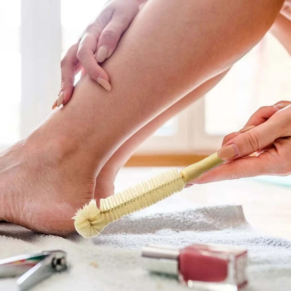 3PC Long Handle Toe Gap Cleaning Brush Foot Scrubber In Shower Wood Foot Brush