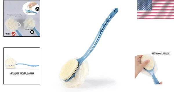 Blue Shower Body Brush for Wet or Dry Use - Exfoliate & Stimulate Circulation