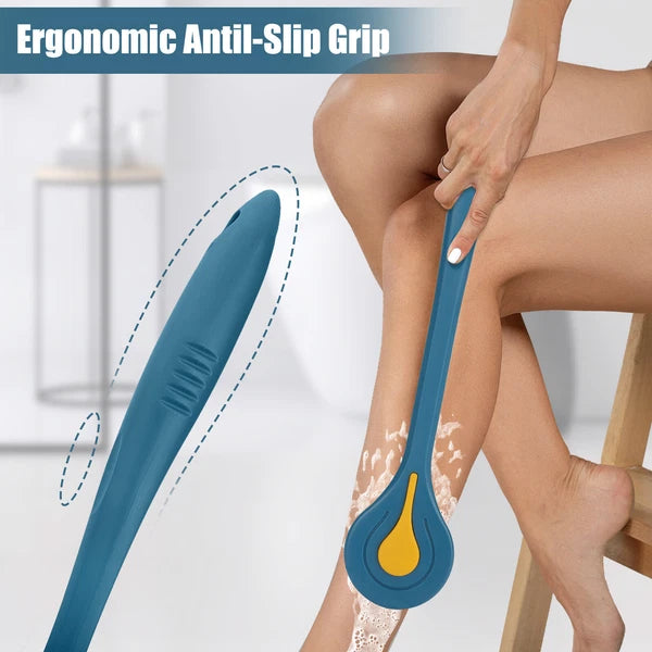 14.7" Long Handle Bath Brush Soft Bristle Back Body Skin Shower Washing Scrubber