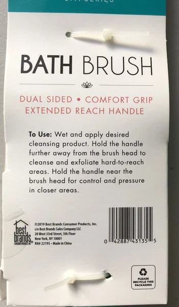 Glam & Beauty Spa Dual Sided Bath Shower Brush With Extended Reach Handle