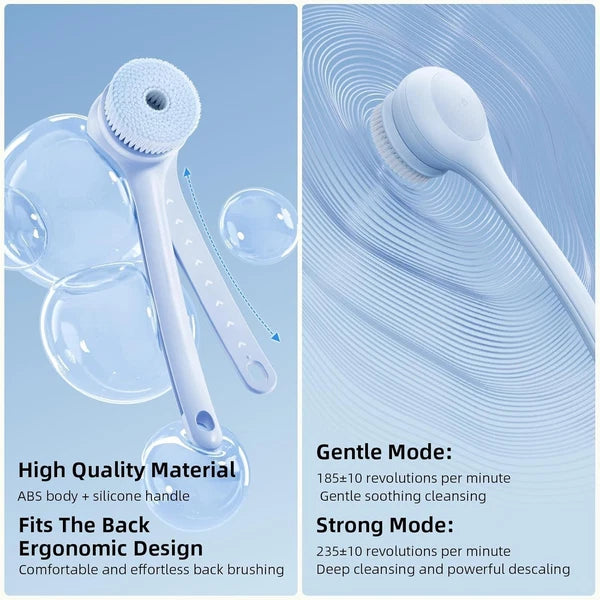 Luxury Dual Handle Electric Bath Brush with 3 Heads for Exfoliating & Cleansing