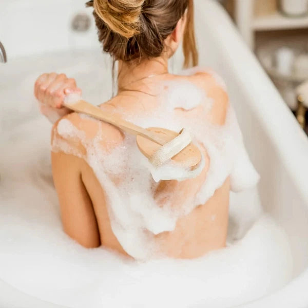 Natural Bristle Body Brush - Wooden Spa Scrubber for Dry Skin & Shower Care | US