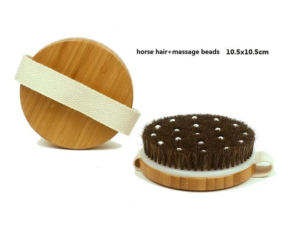 Engrave logo-Horse hair brush bamboo handle bath brush body brush dry brush gift