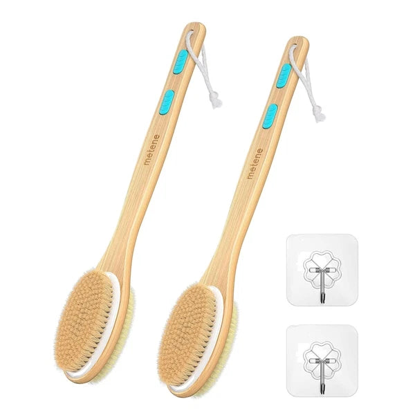 2-Pack Shower Brushes for Gentle Exfoliation - Soft & Stiff Bristles