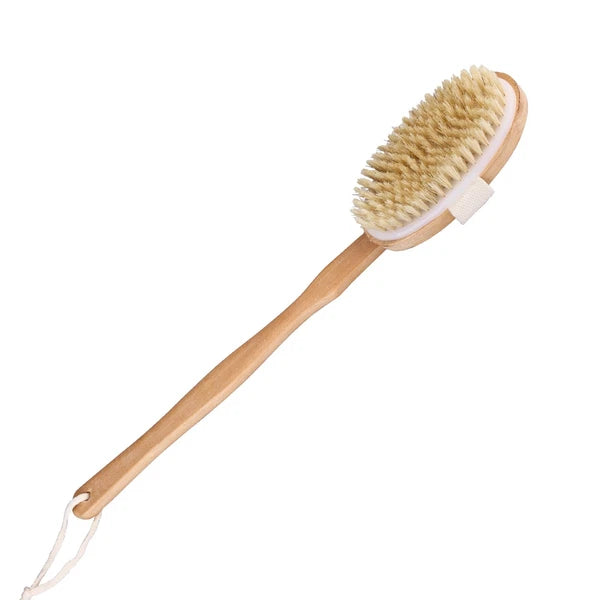 Natural Bristle Body Brush - Wooden Spa Scrubber for Dry Skin & Shower Care | US