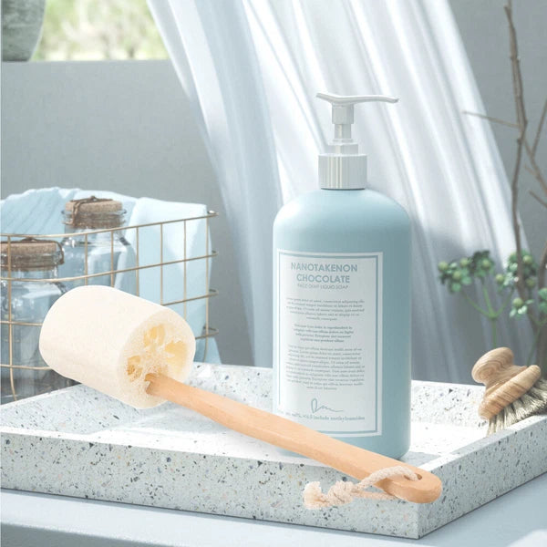 Body Brush Loofah Stick Bath Foaming Scrubber Brush Skin Cleaning Brush