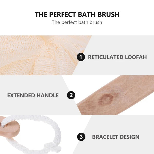 Exfoliating Mesh Loofah Bath Brush Long Handle for Shower and Skin Care