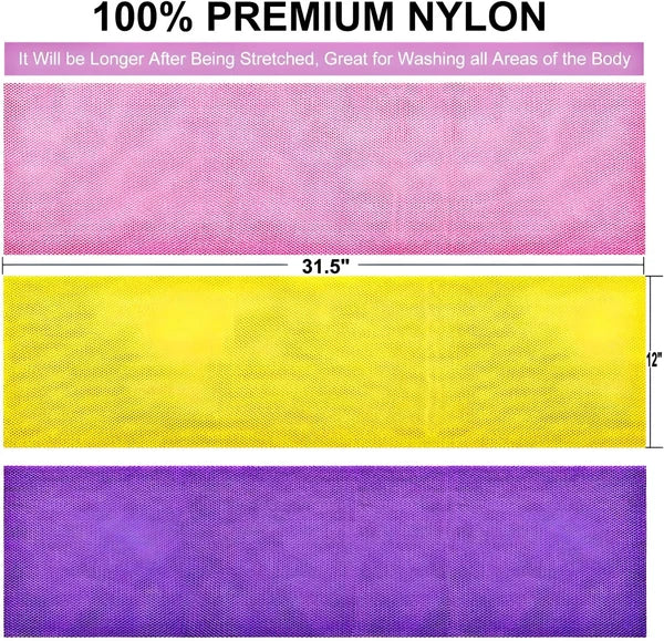 3Pcs African Exfoliating Net Sponge Long Bath Scrubber Deep Body Cleaning Tool