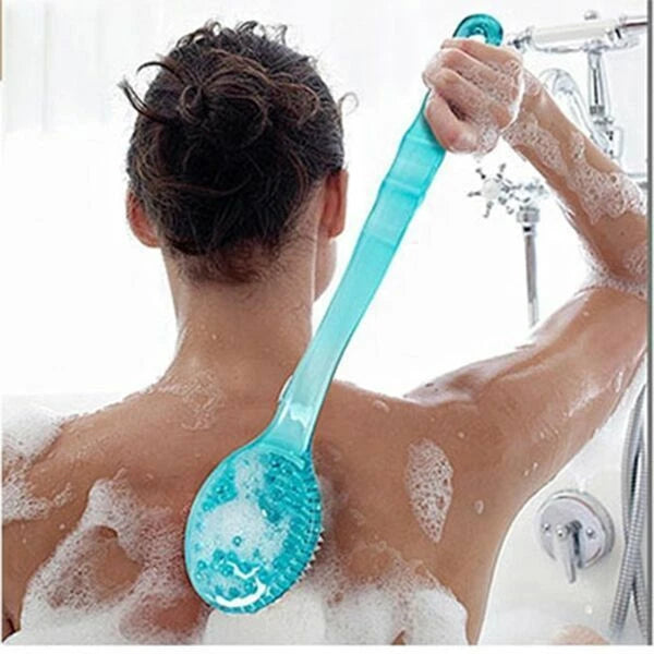 Bath Brush Back Body Shower Sponge Scrubber Handle For Exfoliating Skin Massager