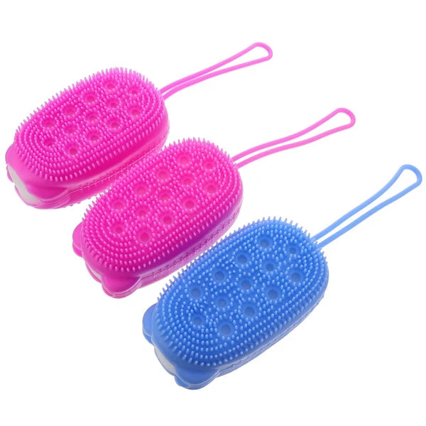 3 Pcs Bath Brush Body Scrubber Exfoliator Silicone Men Shower for