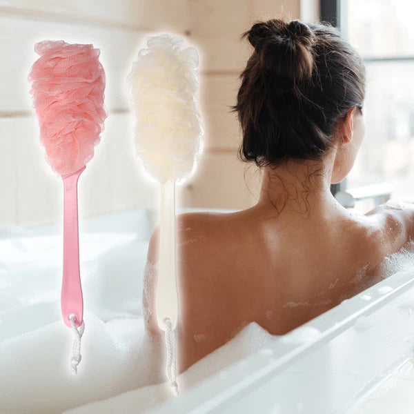 2 Pcs Body Bath Scrubber Loofah Shower with Long Handle PP Mesh