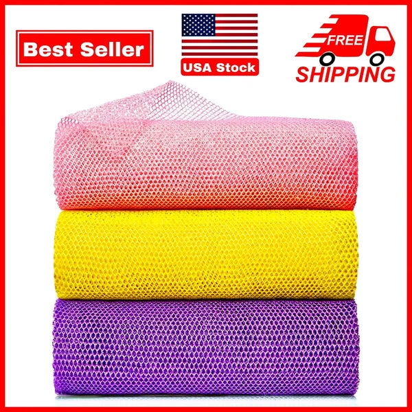 3Pcs African Exfoliating Net Sponge Long Bath Scrubber Deep Body Cleaning Tool