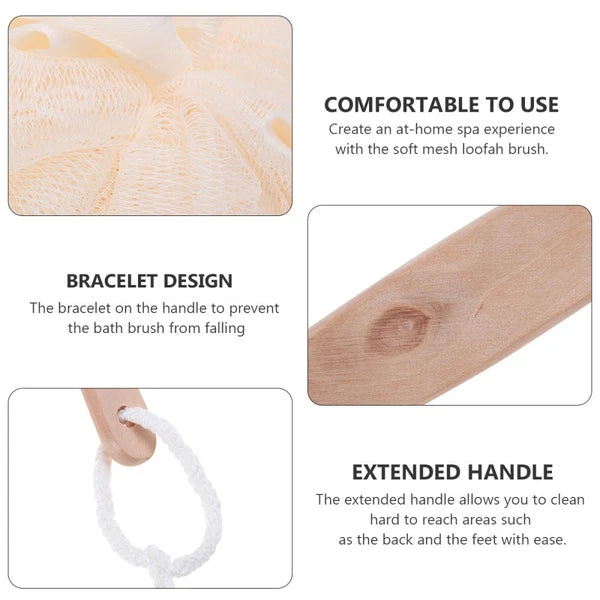 Long Handle Bath Sponge Brush Exfoliating Loofah Scrubber for