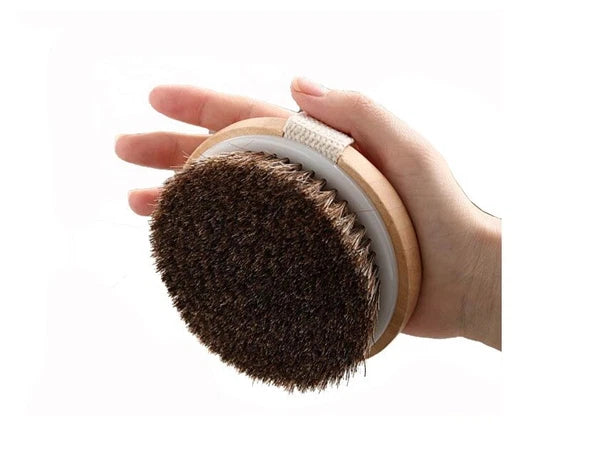 Engrave logo-Horse hair brush bamboo handle bath brush body brush dry brush gift